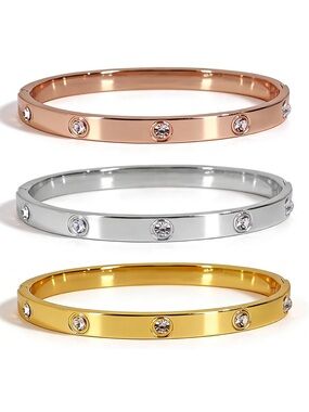 Crystal Bangle Bracelet Gold Silver Rose Gold Minimalist